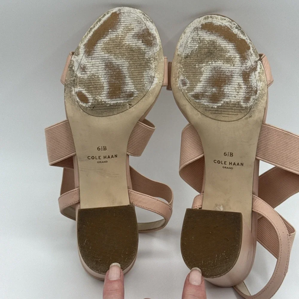 Cole Haan Aniston Elastic Sandal Mahogany Rose Leather 6.5‎  2.75